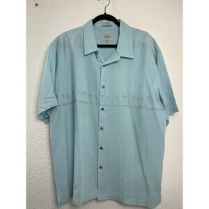 QuikSilver Waterman Collection Shirt Men's XL Blue Textured Button Up‎ Pocket
